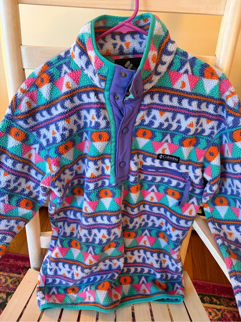 Columbia Mens Colorful Patterned Fleece Pullover Jacket - Multi